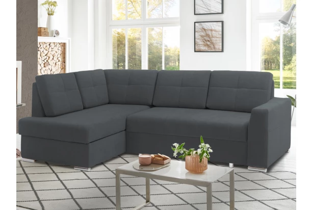 Rohová sedací souprava Stilo, tmavě šedá látka, levý roh