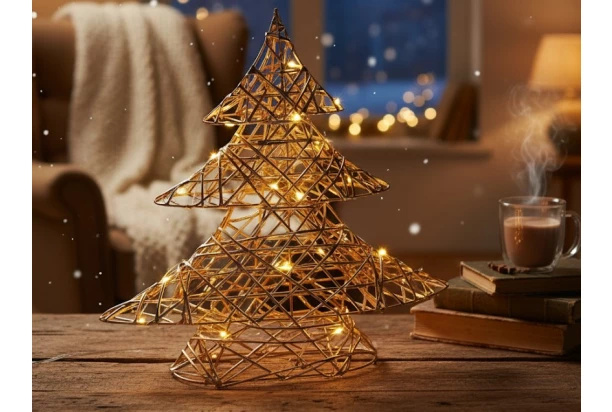 Vánoční dekorace LED stromek 30 cm, zlatá