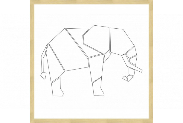 Rámovaný obraz Geometrický slon, 40x40 cm