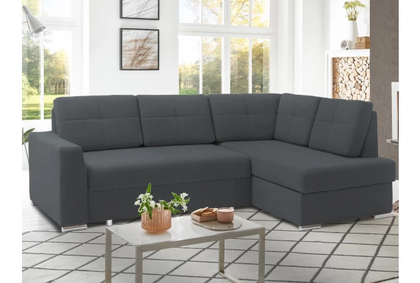 Rohová sedací souprava Stilo, tmavě šedá látka, pravý roh