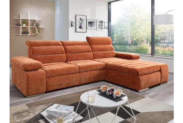 Rohová sedačka Kornelia, terakota strukturovaná tkanina, pravý roh