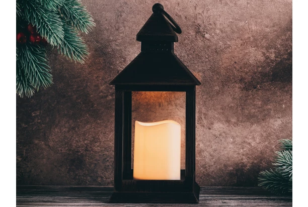 Vánoční dekorace Lucerna s LED svíčkou, 23 cm