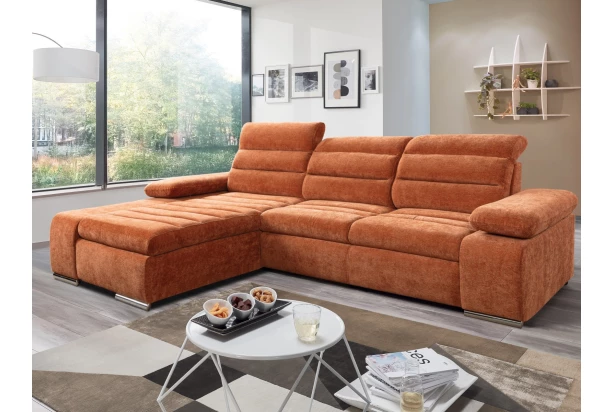 Rohová sedačka Kornelia, terakota strukturovaná tkanina, levý roh