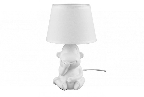 Stolní lampa Chita, motiv opice, bílá