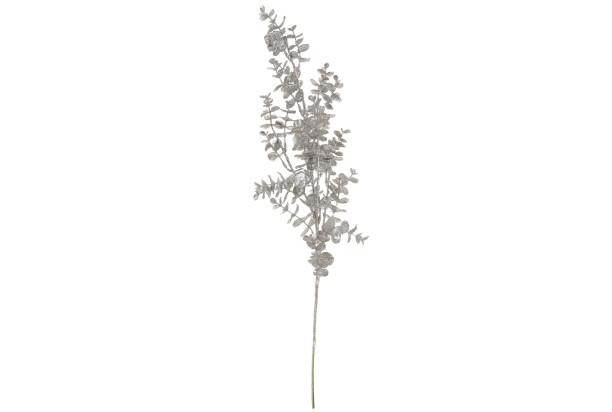 Umělá květina Vánoční větev eukalyptus 70 cm, stříbrná
