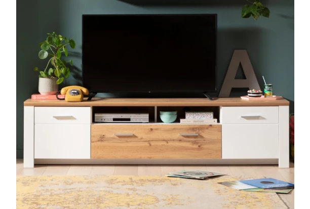 TV skříňka Matera, 209 cm, starý dub/bílá