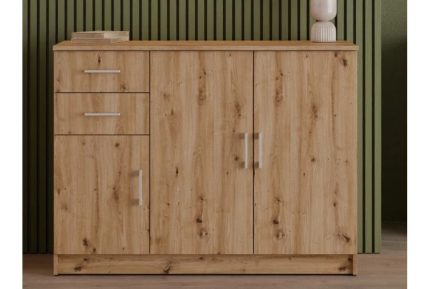 Komoda 3-dveřová Universal, 118 cm, dub artisan