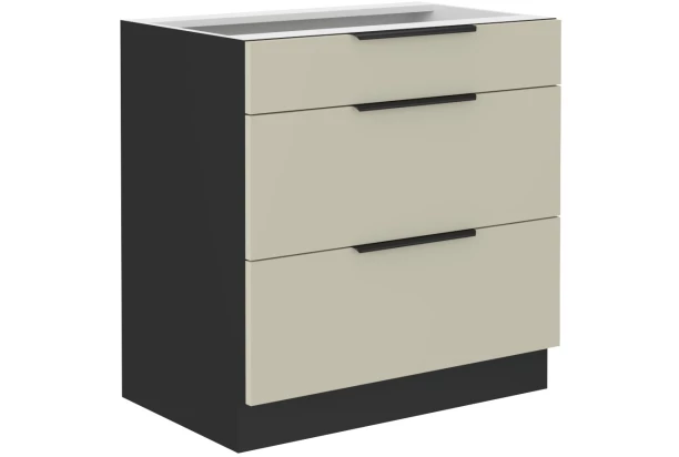 Dolní zásuvková kuchyňská skříňka Arona, 80 cm, kašmírová/černá