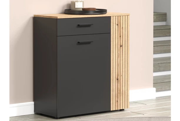 Univerzální skříňka/botník Esteban, antracit/dub evoke