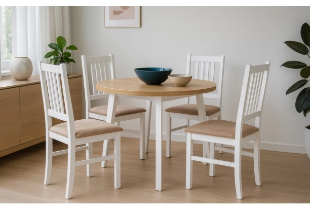 Kulatý jídelní stůl Norveg 100 cm, dub artisan/bílý