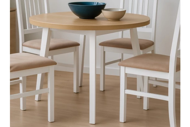 Kulatý jídelní stůl Norveg 100 cm, dub artisan/bílý