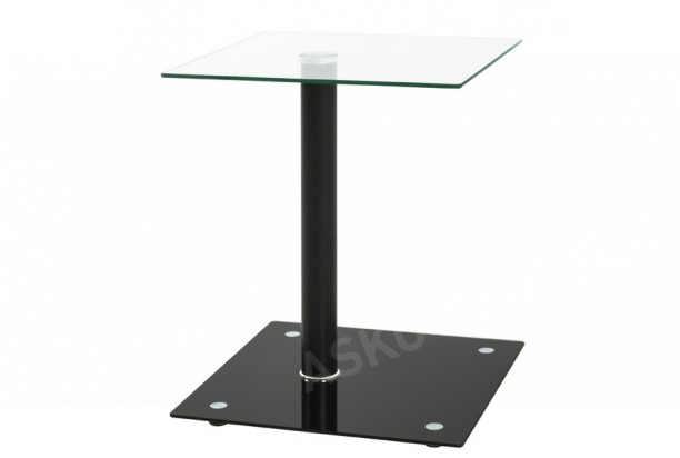 Přístavný stolek Quadrat, čiré/černé sklo