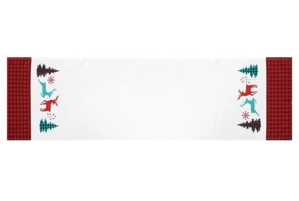 Vánoční běhoun na stůl Stromky a sobi, 150x40 cm