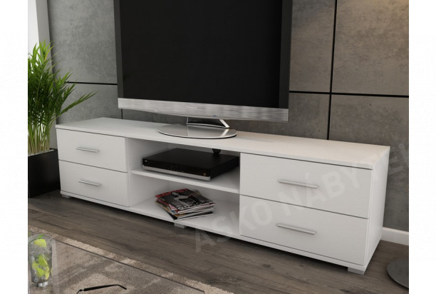 Široký TV stolek Oskar TV, bílý, šířka 180 cm