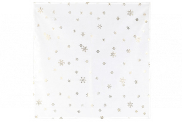 Vánoční ubrus Zlaté vločky, bílý, 80x80 cm