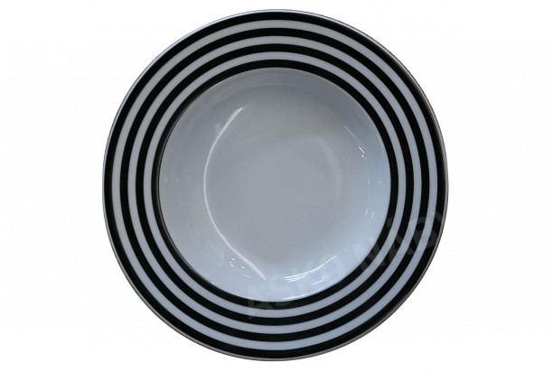 Hluboký talíř 22 cm Basic Ringe, černé proužky