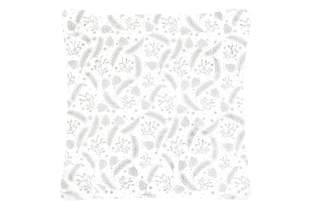 Vánoční povlak na polštář Peří a šišky 45x45 cm, stříbrný