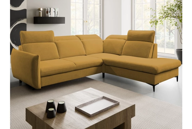 Rohová sedačka Glow, žlutá látka, pravý roh