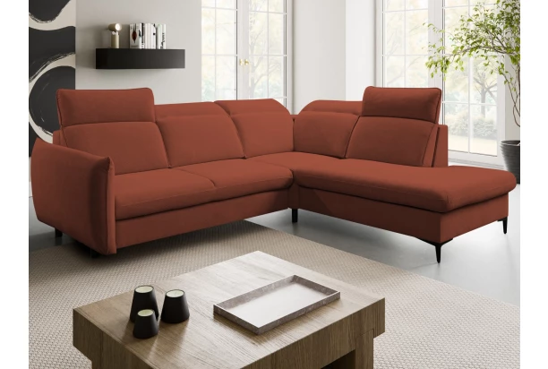 Rohová sedačka Glow, terakota látka, pravý roh