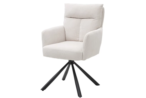 Otočná jídelní židle Sofie, světle béžová strukturovaná látka