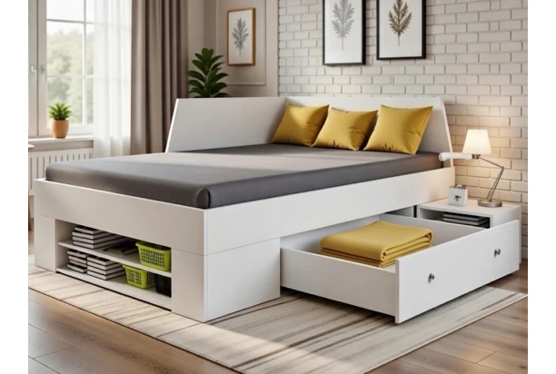 Úložná postel se zástěnou Junior 120x200 cm