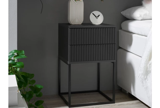 Noční stolek se 2 zásuvkami Marle, grafitový