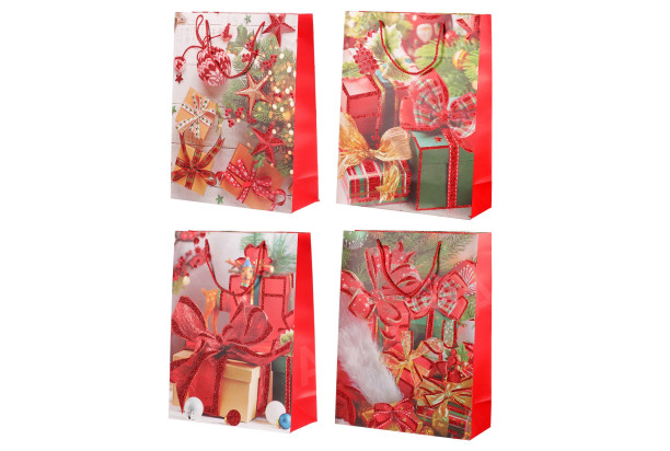 Vánoční dárková taška (4 druhy) velikost XL, červená