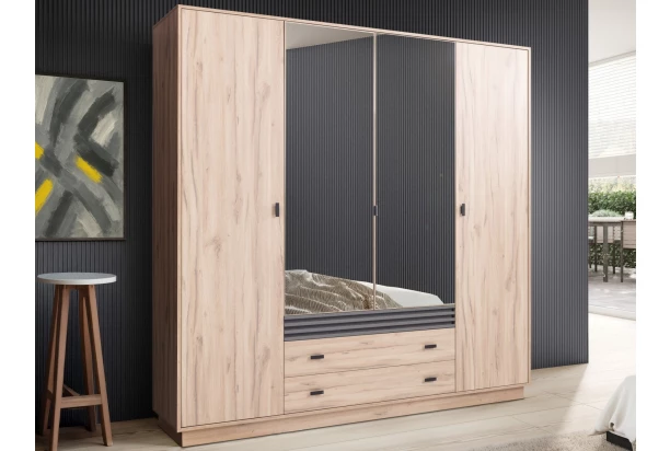 Šatní skříň s otočnými dveřmi Almo, 200 cm, dub estana/antracit