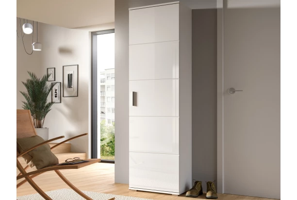 Předsíňová šatní skříň Prego, 55 cm, bílá lesk