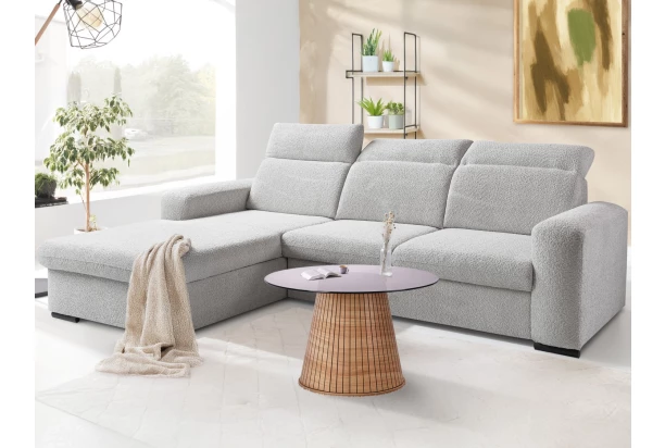 Rohová sedačka Dover, šedo-béžová strukturovaná látka, levý roh