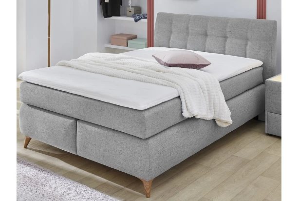 Postel boxspring Nicola 140x200 cm, světle šedá látka