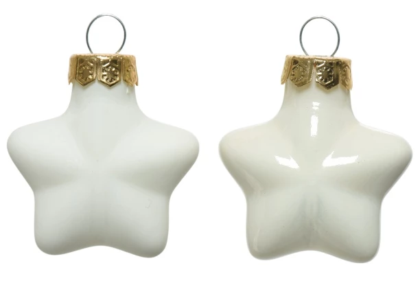 Vánoční ozdoby (12 ks) Hvězdy, krémový lesk/mat, sklo