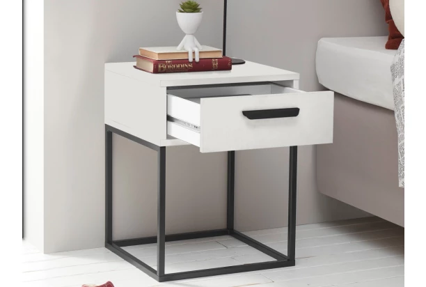 Noční stolek s 1 zásuvkou Suna, bílý