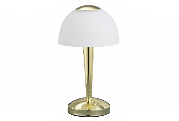 Stolní LED lampa Ventura 29 cm, lesklá mosaz/bílé sklo