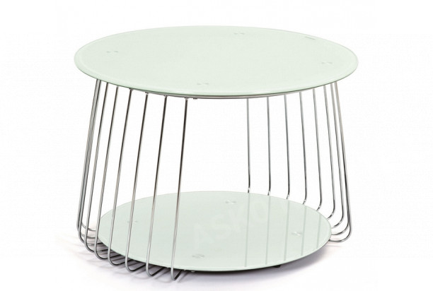 Konferenční stolek Riva, kov/bílé sklo