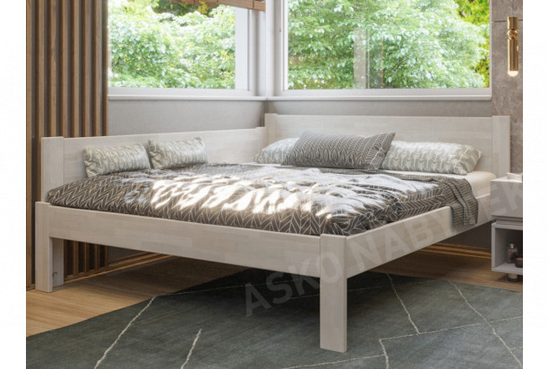 Rohová postel se zástěnou vlevo Fava L 180x200 cm, bělený buk