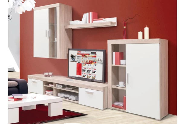Obývací stěna Tom, dub sonoma/bílá