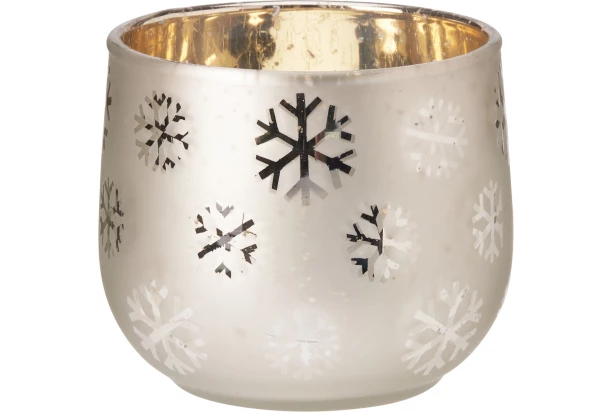 Vánoční svícen Vločky 10 cm, zlatý