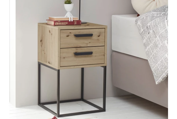 Noční stolek se 2 zásuvkami Suna, dub artisan