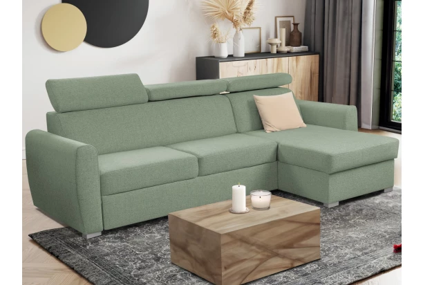 Rohová sedací souprava Mistic, rákosově zelená látka