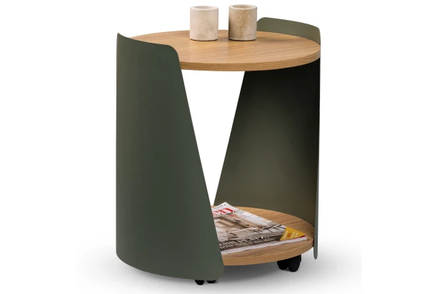 Odkládací stolek Sandro 2, dub/šalvějově zelený