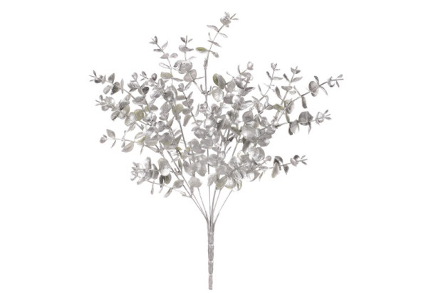 Umělá květina Vánoční buxus v trsu 32 cm, stříbrná