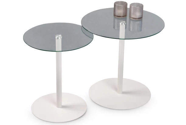 Sada 2 stolků Lia, bílá/sklo