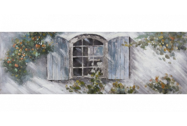 Ručně malovaný obraz Okenice 150x50 cm, výrazná struktura