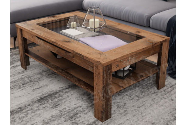Konferenční stolek se zásuvkou Roman, vintage optika dřeva