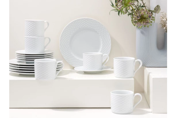 Kávový servis (18 dílů) Polo, bílý