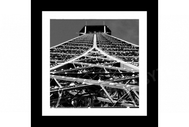 Rámovaný obraz Eiffelova věž detail 20x20 cm, černobílý