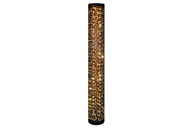 Stojací LED lampa Taco, třpytivý efekt, černo-zlatá látka