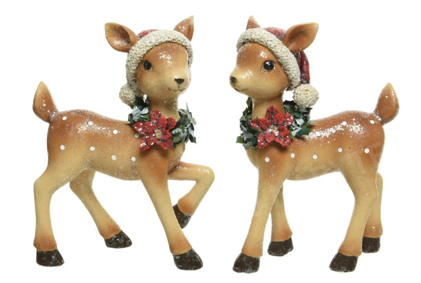 Vánoční dekorace (2 druhy) Srnka s čepicí