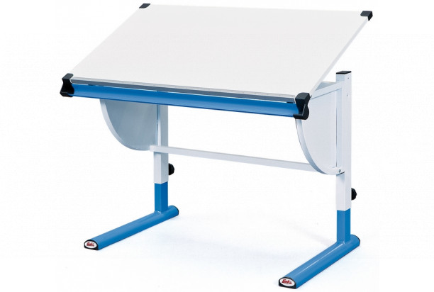 Polohovatelný psací stůl Cetrix, modrý/bílý